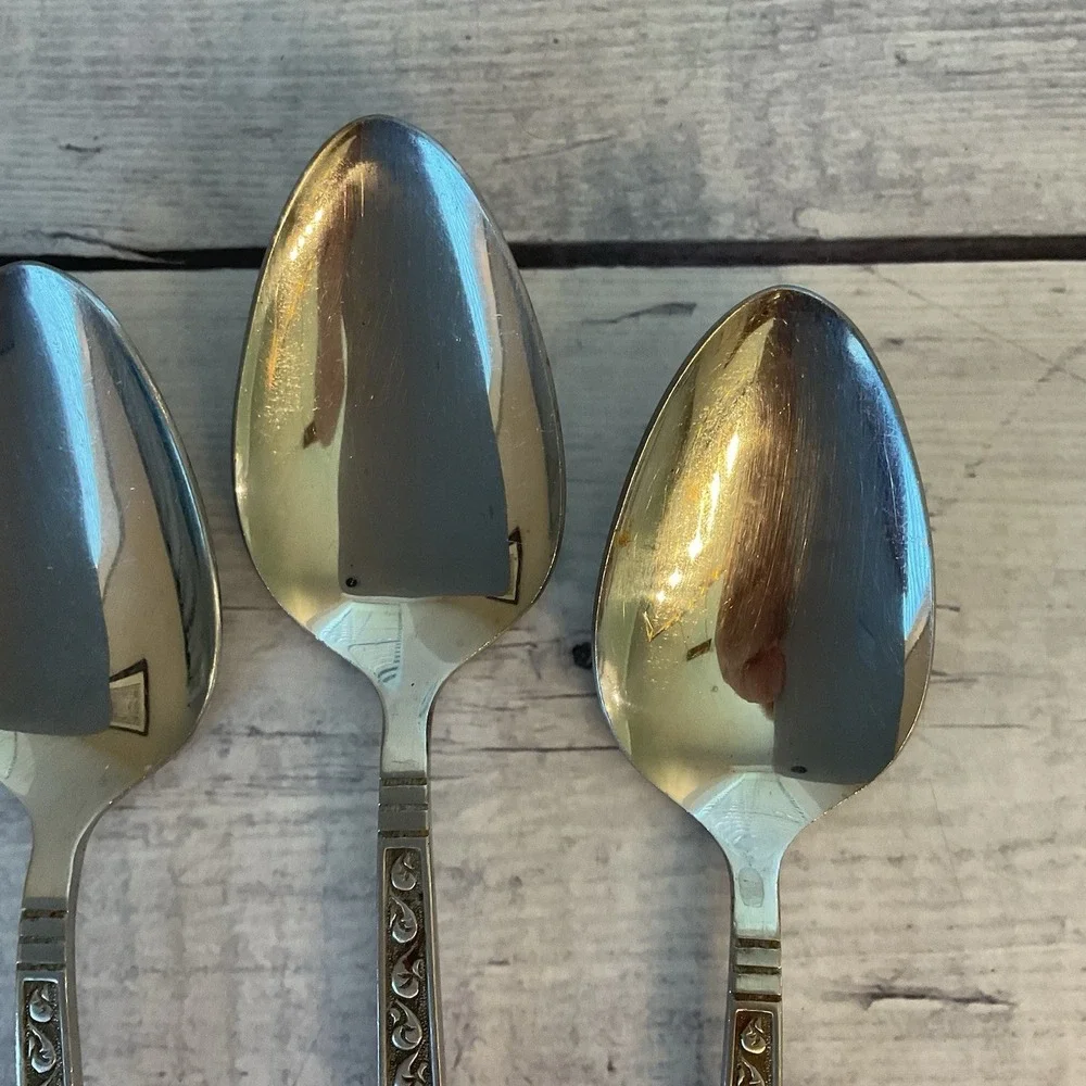 Riviera RIF4 Stainless Flatware Japan Set Of 5 Oval Place Spoons MCM Vintage